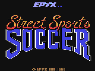 Street Sports Soccer title screen for Commodore 64